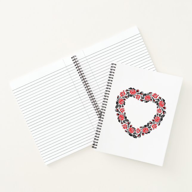 Cuaderno Corazón original de flores rojas costillas (Interior)