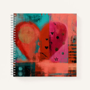 Cuaderno Corazón partido de San Valentín rosa rojo grafiti