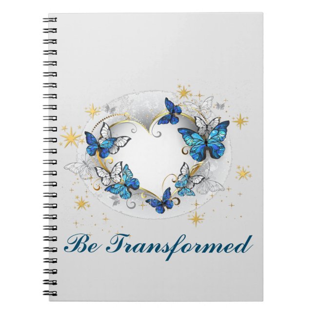 Cuaderno Corazón personalizado con mariposas Morpho (Frente)
