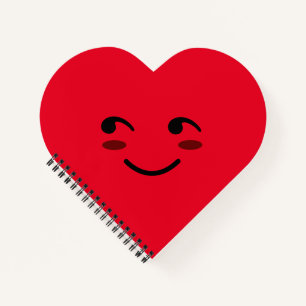 Cuaderno Corazón Personalizado rojo felíz sonriente