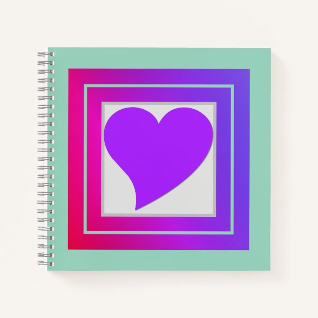 Cuaderno Corazón púrpura, rosado y rojo felíz Verde azulado (Anverso)
