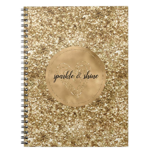 Cuaderno Corazón Purpurina de Confetti de oro (Frente)