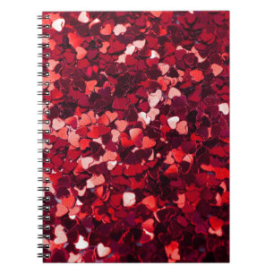 Cuaderno Corazón Purpurina Rojo: Textura Minimalista.