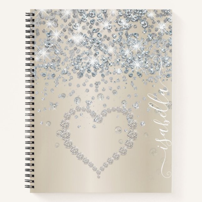 Cuaderno Corazón purpurina Y Diamantes En Un Notebo De Rubo (Anverso)