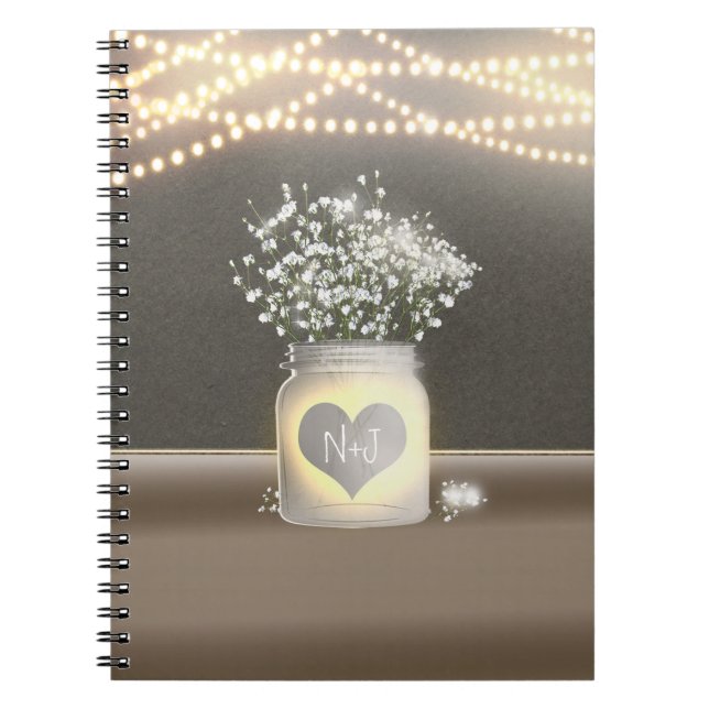 Cuaderno Corazón resplandeciente Mason Jar y Rústica de la  (Frente)