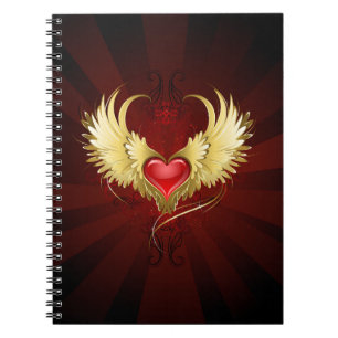 Cuaderno Corazón Rojo con Alas Doradas