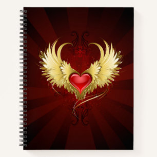 Cuaderno Corazón Rojo con Alas Doradas