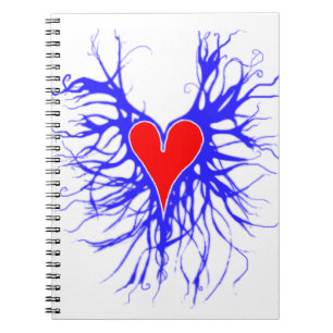 Cuaderno Corazón rojo con fondo azul
