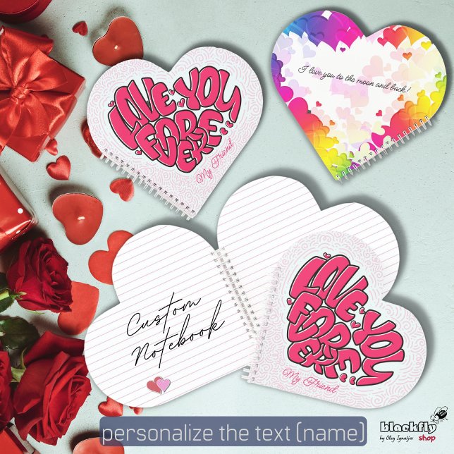 Cuaderno Corazón Rojo con palabra amor para siempre San Val (Subido por el creador)