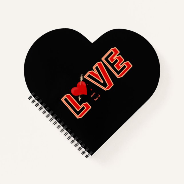 Cuaderno Corazón rojo con texto Amor (Anverso)