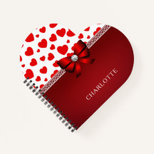 Corazón Rojo Girly Elegante, Cinta Roja Nombre Per