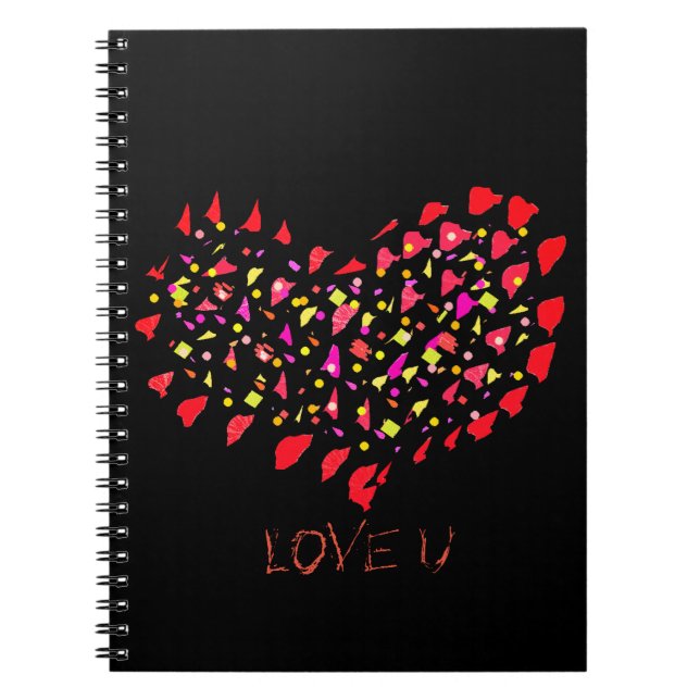 Cuaderno Corazón Rojo Grande Te Amo U (Frente)