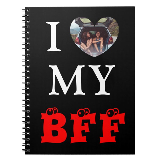 Cuaderno Corazón Rojo Negro Cute Foto BFF (Frente)