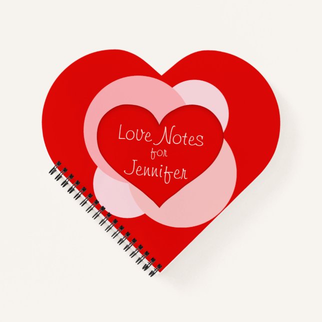 Cuaderno Corazón Rojo personalizado con forma de corazón de (Anverso)