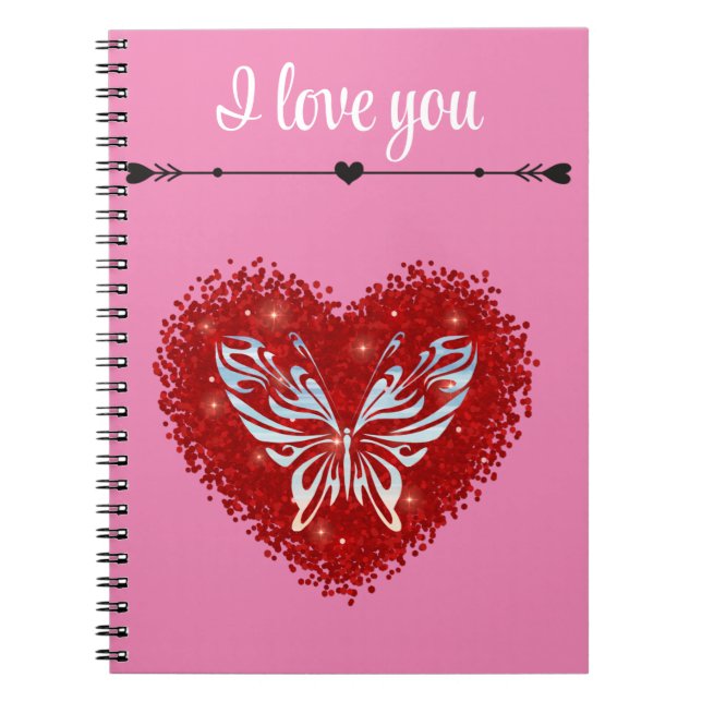 Cuaderno Corazón rojo romántico (Frente)