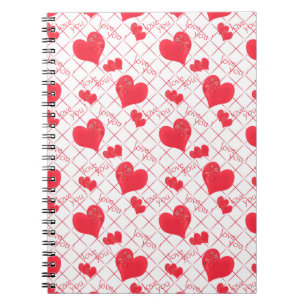 Cuaderno Corazón rojo, texto, "te amo", rojo y blanco.