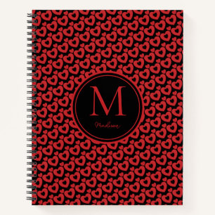 Cuaderno Corazón Rojo Y Negro Personalizado