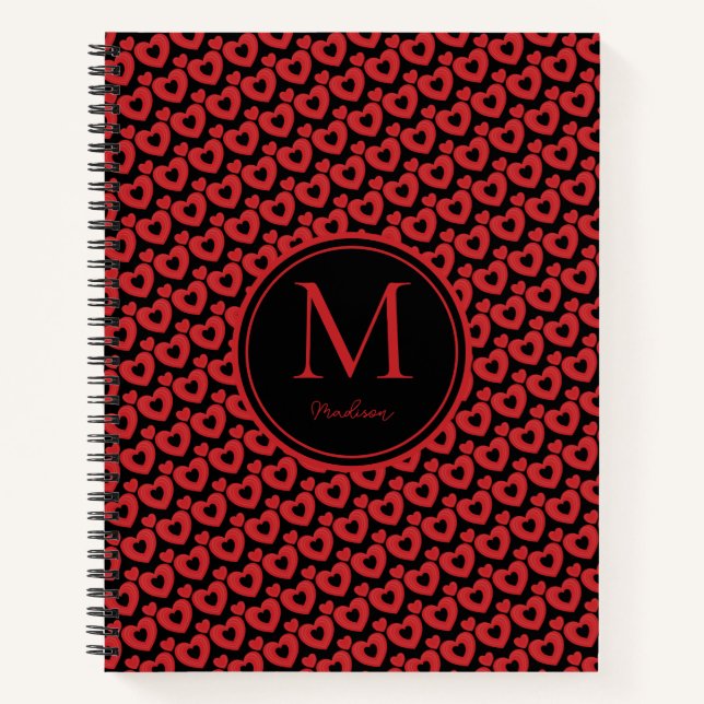 Cuaderno Corazón Rojo Y Negro Personalizado (Anverso)