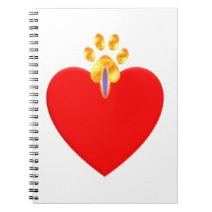 Cuaderno Corazón rojo y pata dorada