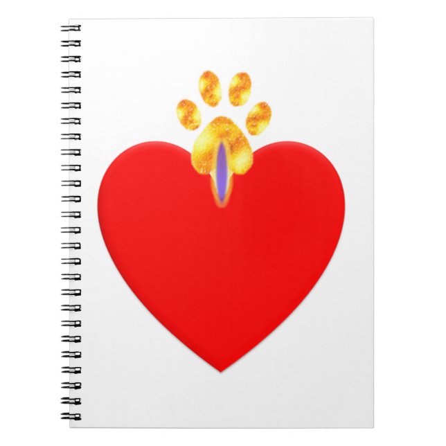 Cuaderno Corazón rojo y pata dorada (Frente)