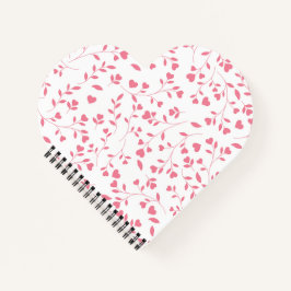 Cuaderno Corazón Romántico de Vines Rosadas Patrón Blanco