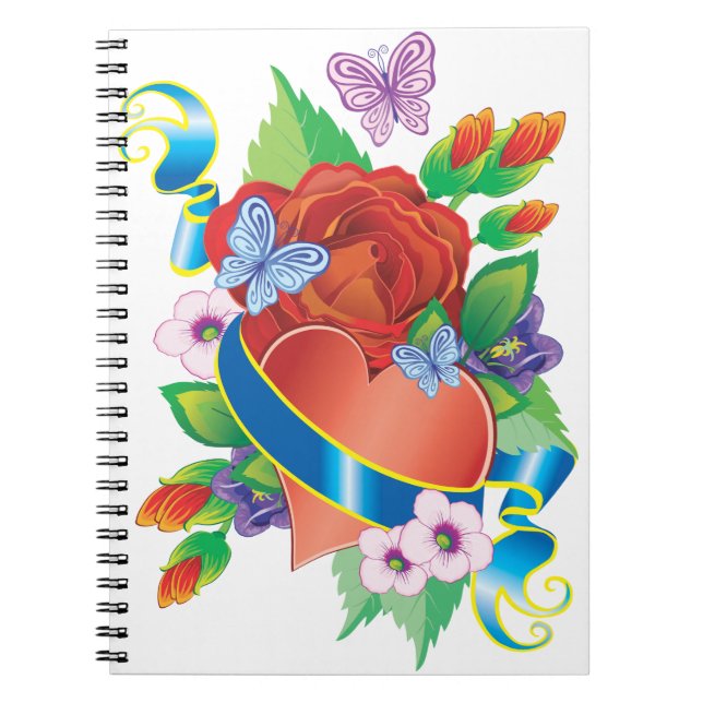 Cuaderno Corazón Romántico & Flores (Frente)