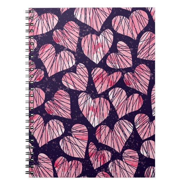 Cuaderno Corazón Rosa: acuarela sin costuras. (Frente)