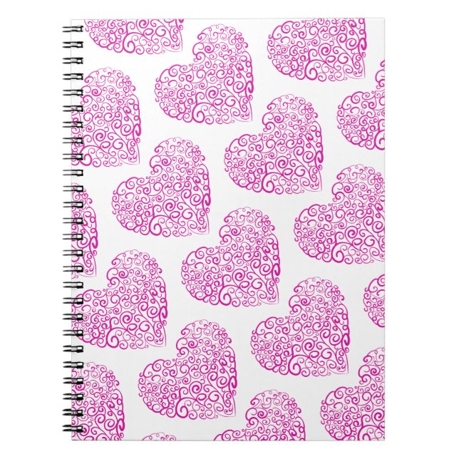 Cuaderno Corazón rosa de escritura a mano espiral para Día  (Frente)