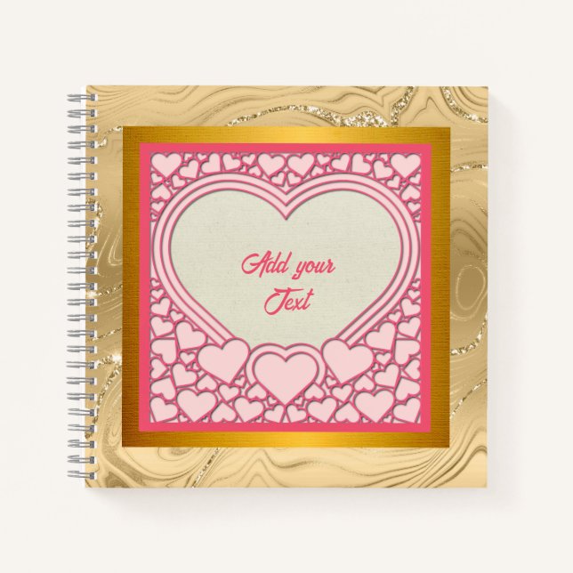 Cuaderno Corazón Rosa Elegante Feliz Día de San Valentín co (Anverso)