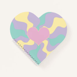 Cuaderno Corazón - Rosa pastel, Amarillo, Morado y Verde