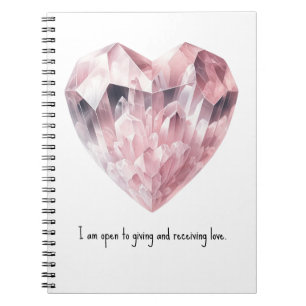 Cuaderno Corazón Rosa Rosa de Cuarzo Cristal Amor Hechizo M