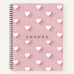 Cuaderno Corazón Rosa Suave Personalizado Kawaii