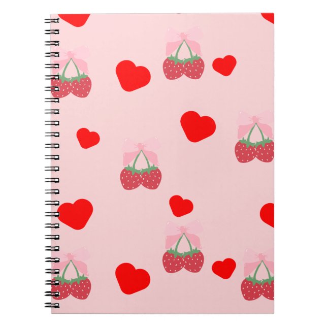 Cuaderno corazón rosa y bayas  (Frente)
