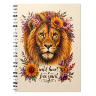 Cuaderno Corazón Salvaje Espíritu Libre Arte Floral Boho Le