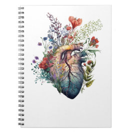 Cuaderno Corazón sobrepoblado con flores (corte) - anatomía