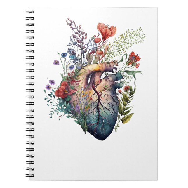 Cuaderno Corazón sobrepoblado con flores (corte) - anatomía (Frente)