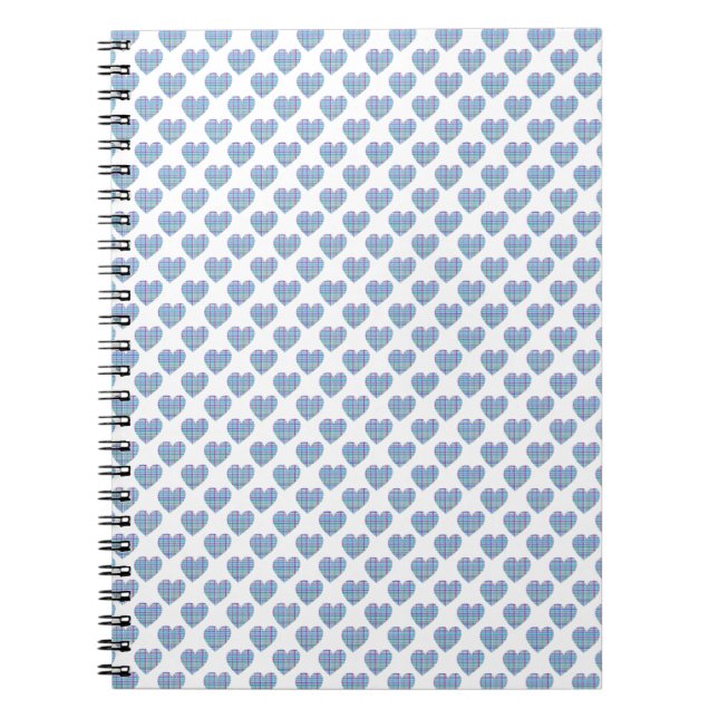 Cuaderno corazones azules sobre blanco (Frente)