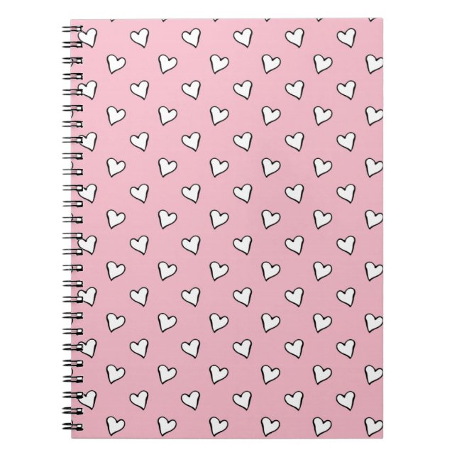 Cuaderno Corazones Blancos Pequeños sobre Rosa (Frente)