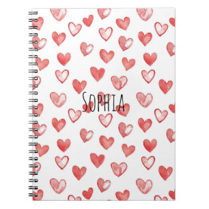 Cuaderno Corazones Blancos Rojos