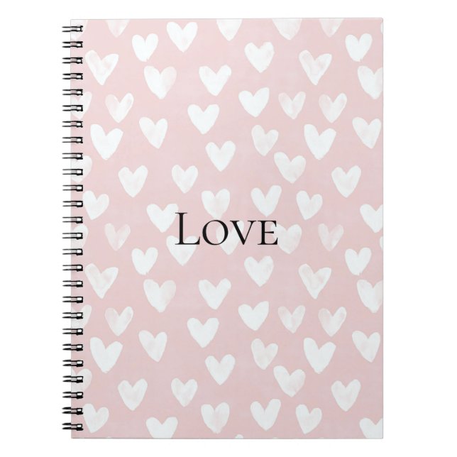 Cuaderno Corazones Blancos Rosa Femenino   (Frente)