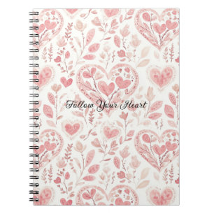Cuaderno Corazones Blancos Rosados