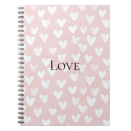 Cuaderno Corazones Blancos Rosados de Chica  