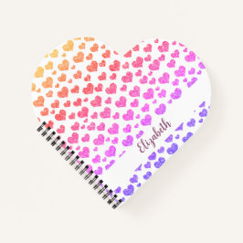 Cuaderno Corazones Brillantes Arcoíris Brillo Falso Color B
