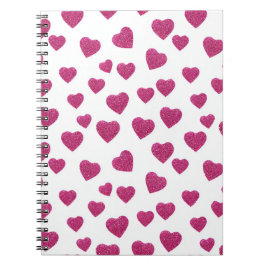 Cuaderno Corazones Brillantes Rosados de San Valentín de Mo