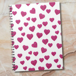 Cuaderno Corazones Brillantes Rosados de San Valentín de Mo