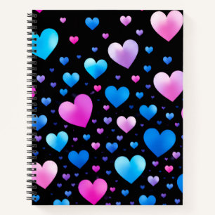 Cuaderno Corazones brillantes rosas y azules