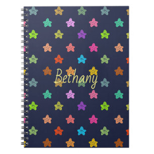 Cuaderno Corazones Coloridos Doodle en Azul Personalizados