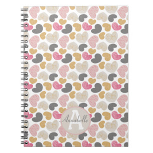 Cuaderno Corazones cortos Colores Pastel Nombre Monograma 