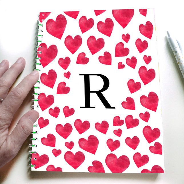 Cuaderno Corazones Cute Monograma Día de San Valentín (Subido por el creador)
