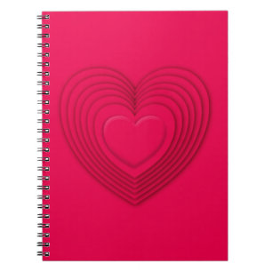 Cuaderno Corazones de 3-d estratificados - rojo rosa